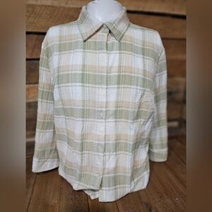 Womens plaid rebecca malone long sleeve‎ button down shirt size large
